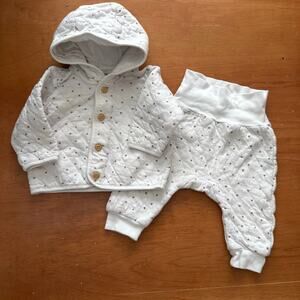 H&M Baby 6 Months Quilted Outfit Polka Dot Gender Neutral Girl Hoodie Sweatsuit